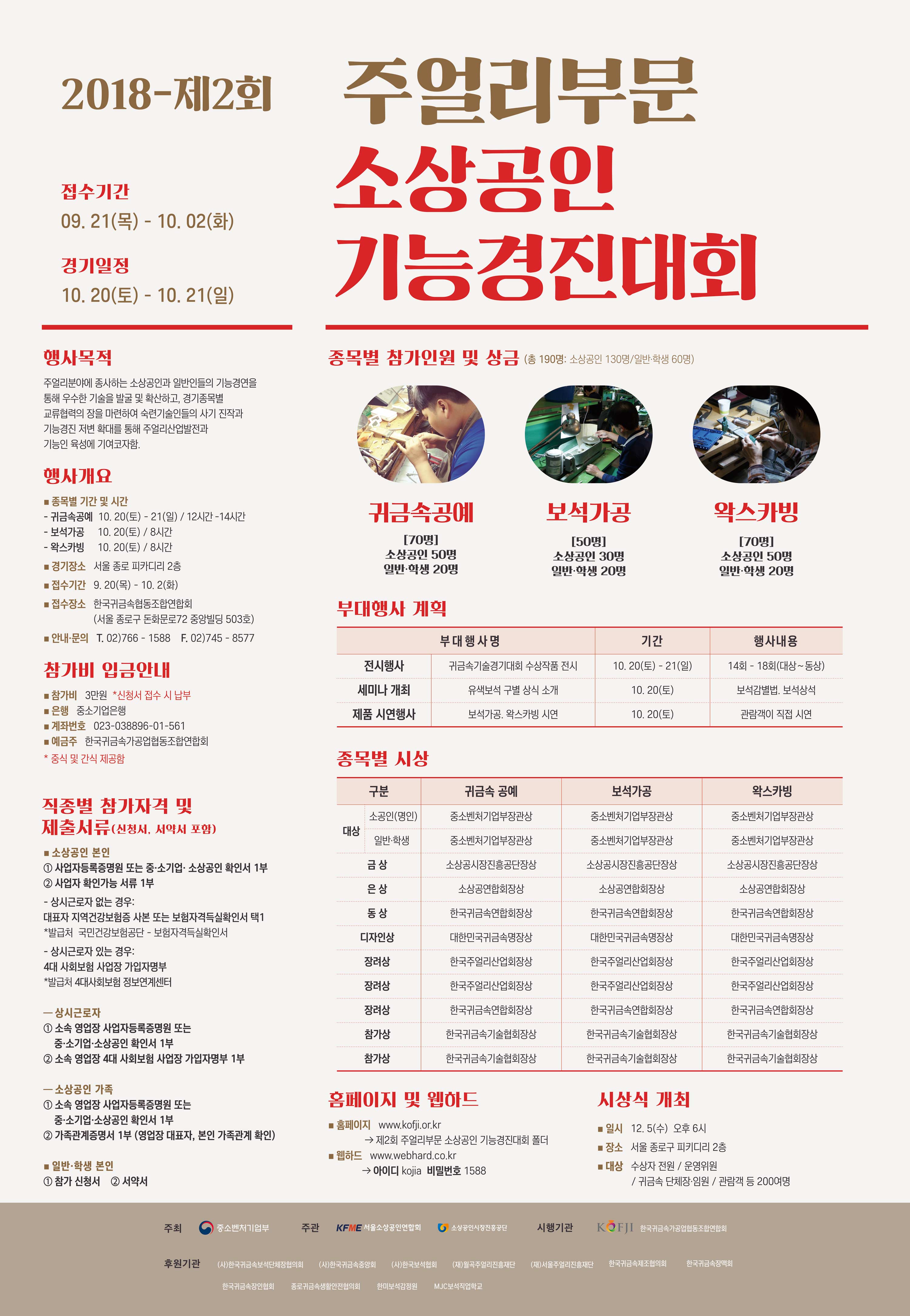 2018 제 2회 주얼리부문 소상공인 기능경진대회
